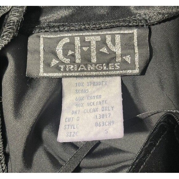 VTG 90’s City Triangles Black Velvet Dress Size S Whimsigoth Dark Romantic Y2K - Picture 5 of 7